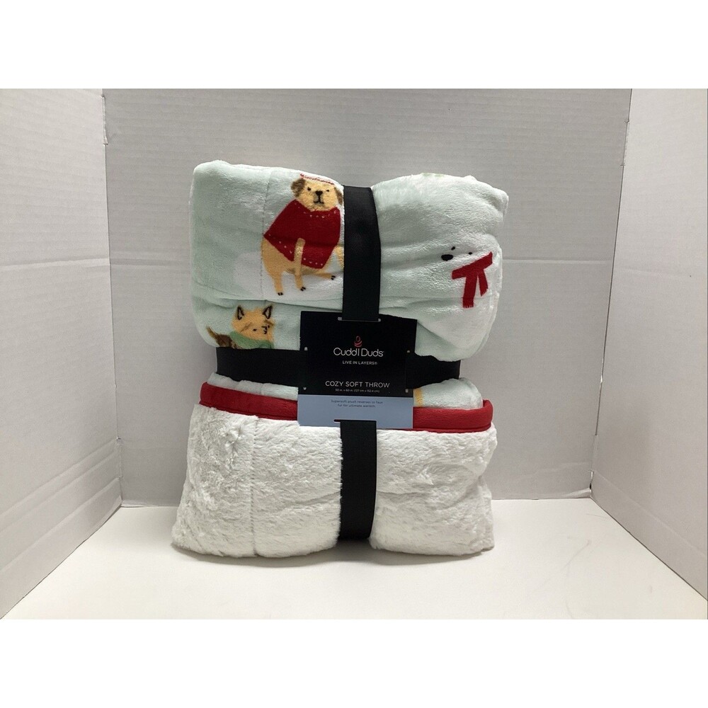cuddl duds plush Sherpa throw blanket cuddle cozy soft dogs scarves Christmas